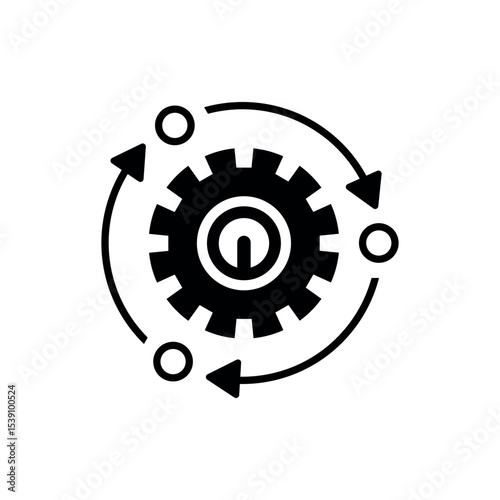 Gear and Circular Arrows Representing Ongoing Workflow Optimization and Automation in Technological Systems