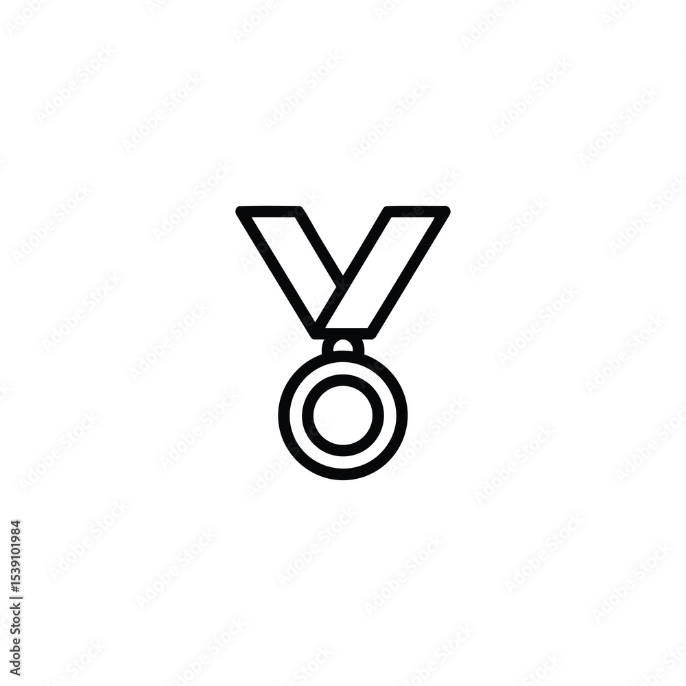 Award Medal Ribbon Line Icon Vector Award Medal Ribbon Line Icon Vector