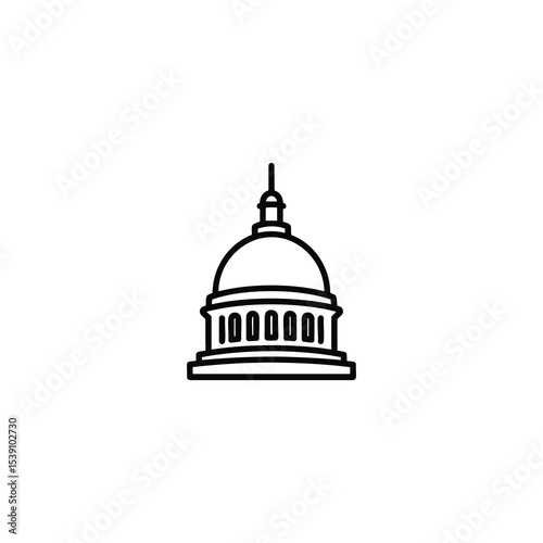 Capitol Dome Monochrome Line Icon Vector