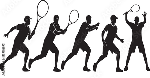 Tennis Player Silhouette Vector Set