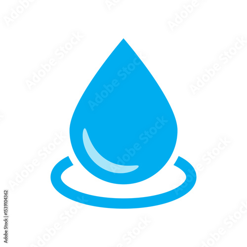 Blue water drop icon. Drop icon in flat style.