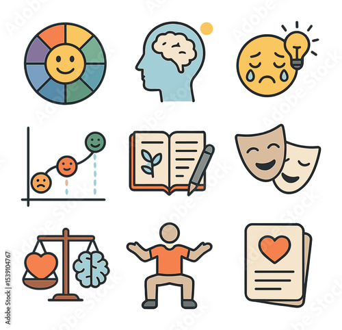 Holistic Healing Icons. Flat icon set of holistic healing practices: acupuncture needle, massage hands, reiki