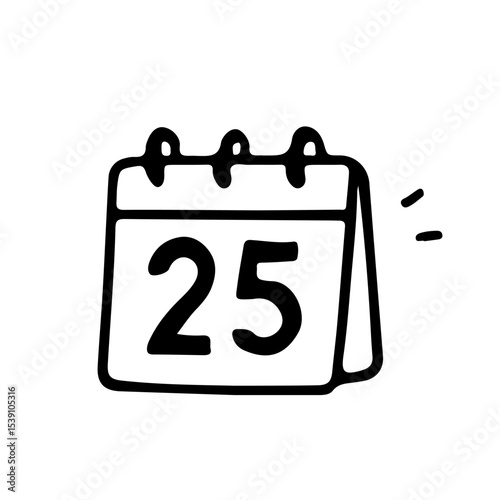 This vector illustration features a minimalist calendar icon displaying the 25th, ideal for event planning, reminders, date-related projects, and holiday promotions.