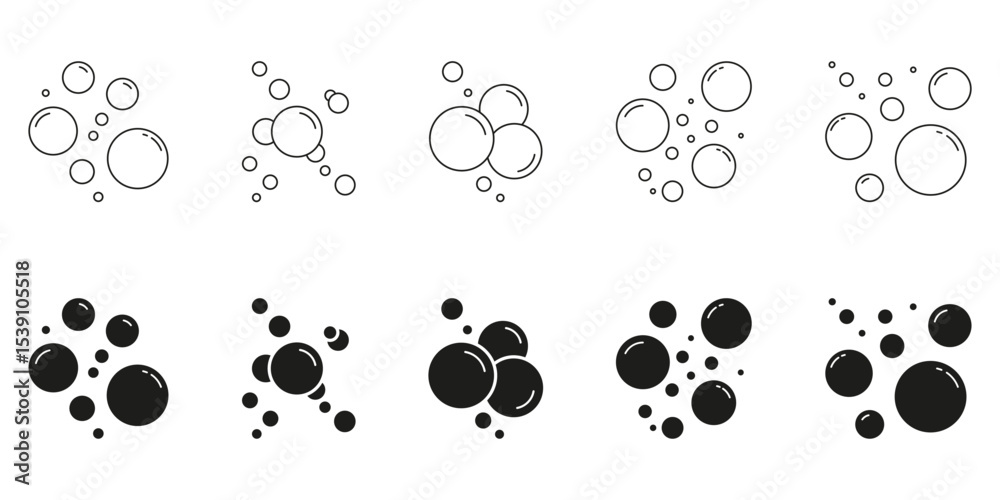 Fototapeta premium Bubble Design Line And Solid Icon Set. Bubble Shapes Symbol Collection. Isolated Vector Illustration