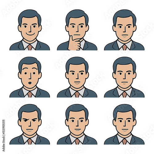 Public Speaking Icons. Flat icon set of body language during public speaking: gesturing with both hands,