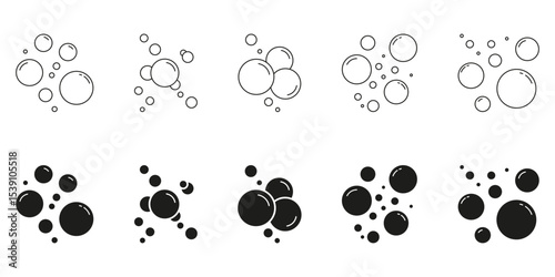 Bubble Design Line And Solid Icon Set. Bubble Shapes Symbol Collection. Isolated Vector Illustration