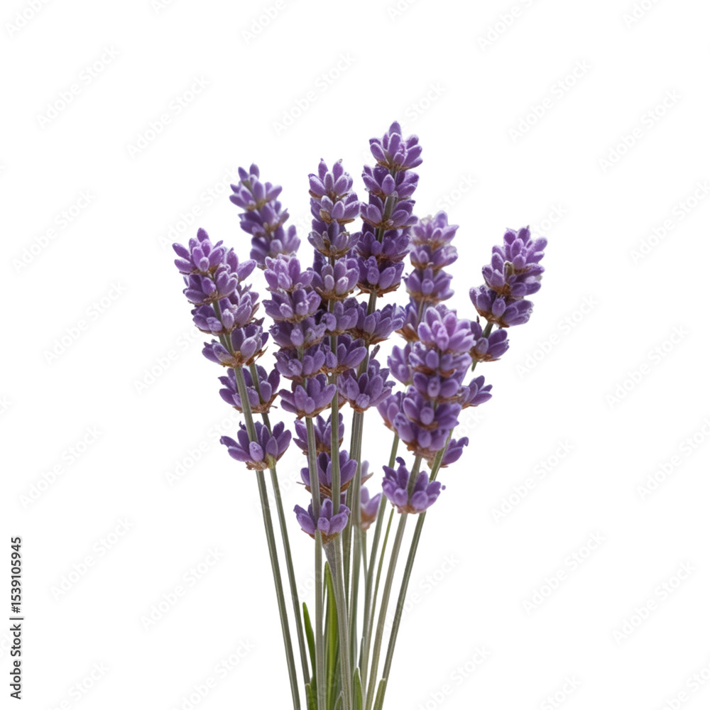 Obraz premium Purple lavender sprigs bouquet isolated on transparent background