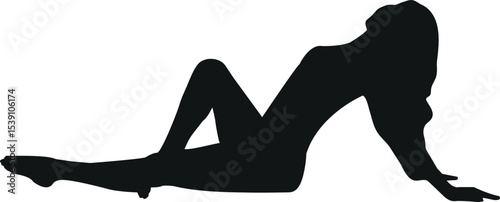 Gymnastics, Gymnast Silhouette Performing Floor Routine Pose in Artistic Style, Sport , Women sports