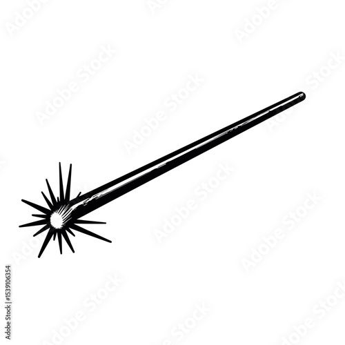 Black silhouette of expanding anchor pin or alignment shaft with radial marking used in structural mounting, construction alignment, or mechanical guidance