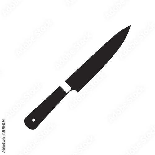 Black silhouette of utility knife with pointed blade used in construction, insulation cutting, and packaging tasks