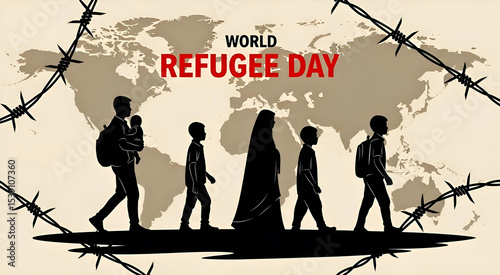 World Refugee Day. 20 June-2025. International immigration day concept background. Flat illustration concept background for web design, banner.