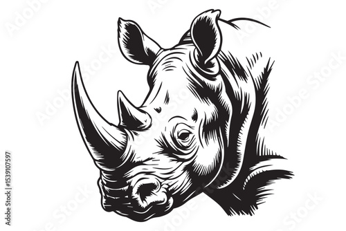 Strong Rhino Head Creative Vector Graphic