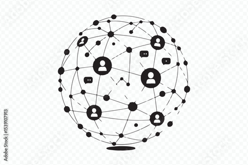 Abstract Global Communication Network Sphere Vector