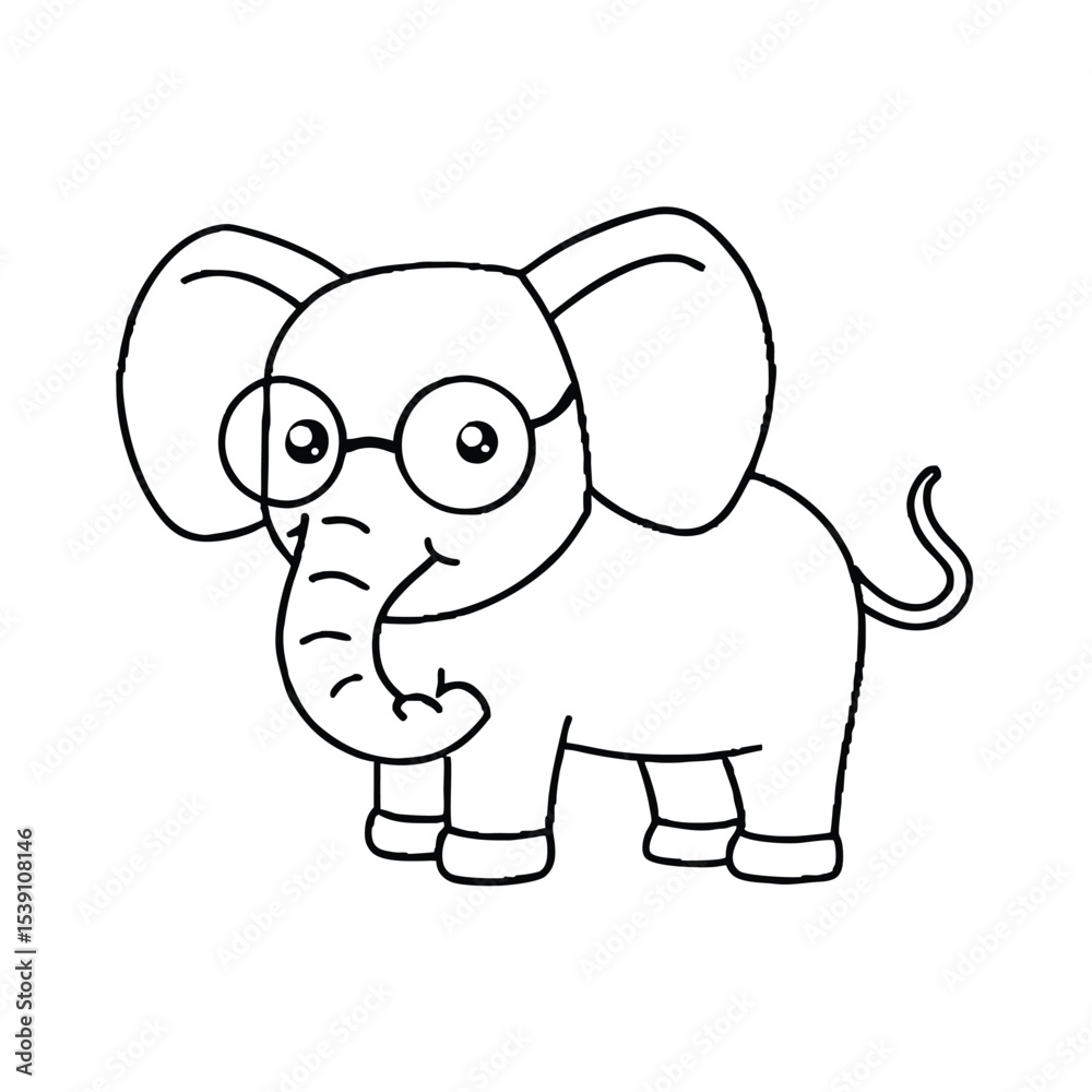 Naklejka premium elephant cartoon coloring page