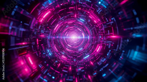 Wallpaper Mural Colorful digital tunnel with vibrant lights creating a captivating effect of motion and depth in a virtual environment Torontodigital.ca