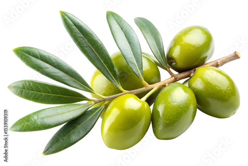 Wallpaper Mural green olives with leaves on a branch isolated image on transparent background Torontodigital.ca