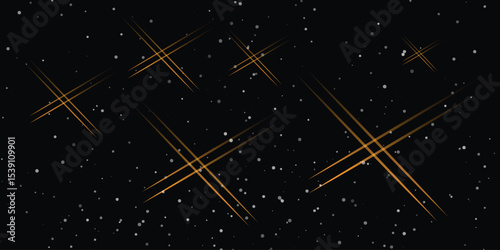 abstract, cosmic, starry or decorative background, with crossed golden yellow lines in the foreground