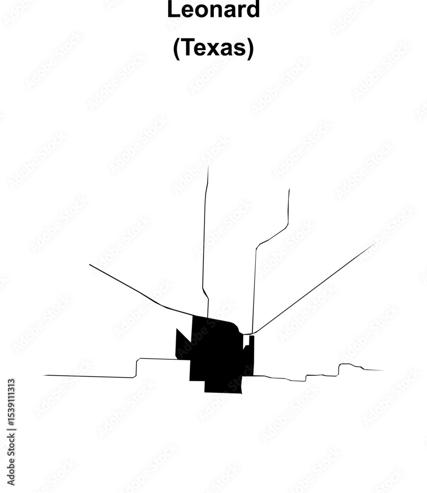 Fototapeta premium Leonard (Texas) blank outline map