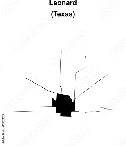 Leonard (Texas) blank outline map