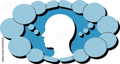Understanding human thoughts concept illustration with head and speech bubbles for psychology design art editable stock vector illustration