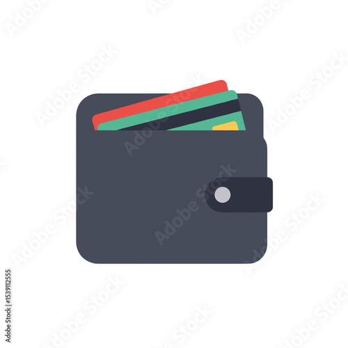 Wallet with cards icon in flat design with minimal colors  