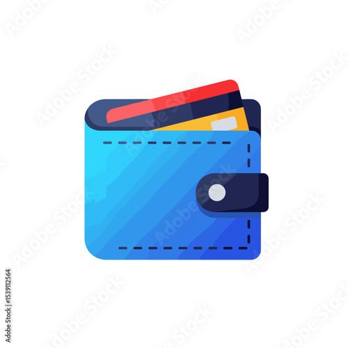 Wallet with cards icon in flat design with blue colors  
