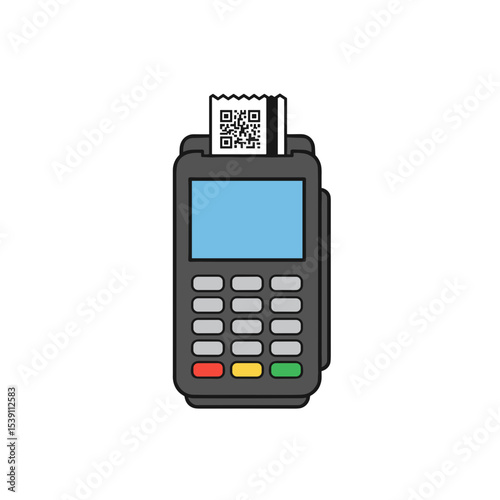 POS terminal device icon with receipt and QR code design  