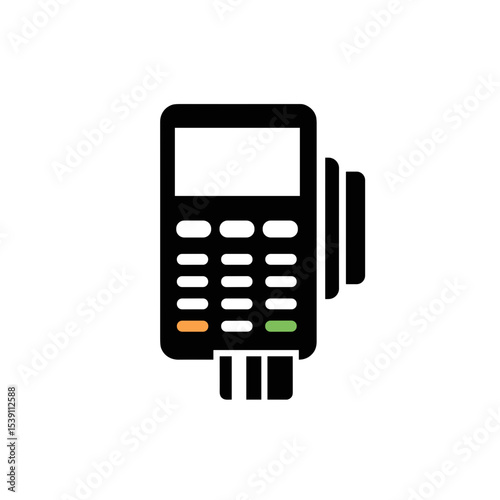 POS terminal device icon in minimalist style with black colors  