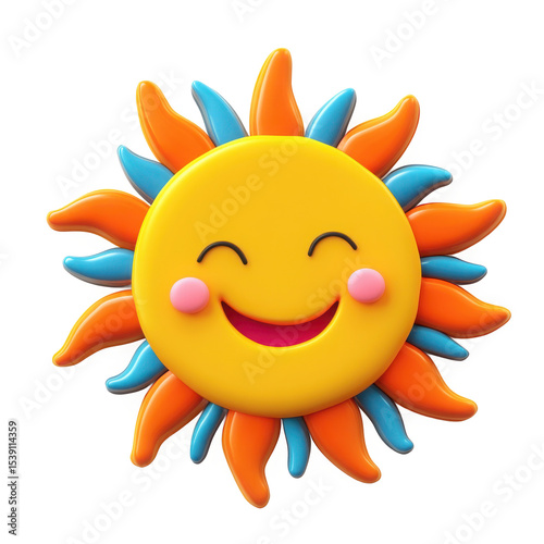 Happy smiling sun cartoon character isolated on transparent background