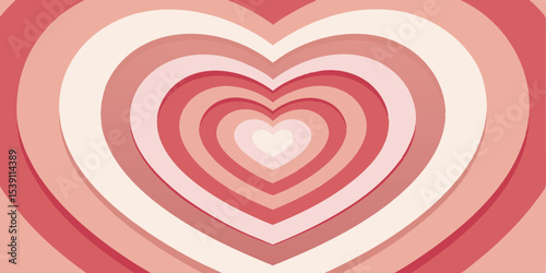 Layered hearts in shades of pink and red forming a beautiful pattern suitable for romantic designs summer vacation illustration set
