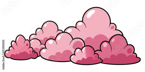 Playful pink cloud cartoon illustration set with transparent background design perfect for your summer vacation posters and creative projects.