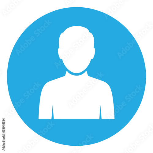 silhouette user avatar icon in blue circle representing profile placeholder for websites and mobile applications