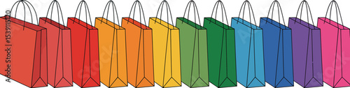Colorful shopping bags illustration for retail therapy and online shopping promotions and sales events offer editable stock vector illustration