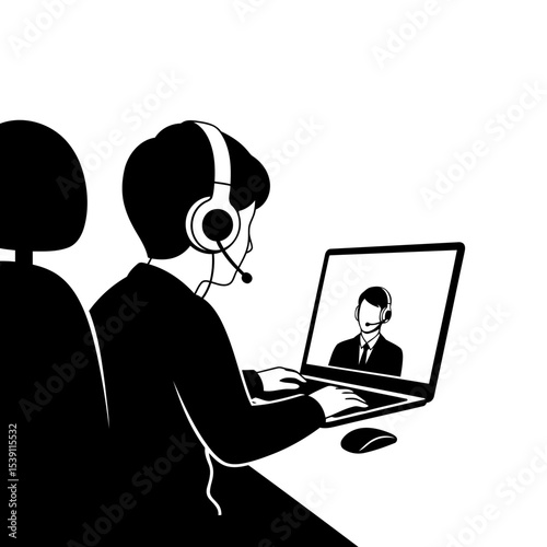 Vector of a person in an online meeting