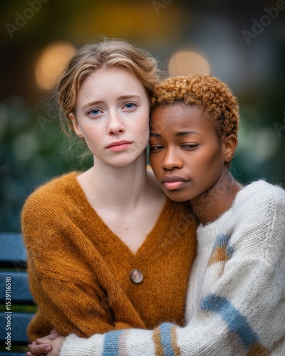 In a powerful display of platonic love and connection, a friend provides a shoulder to lean on, illustrating the importance of being there for one another.
