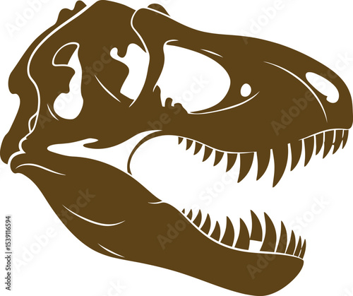 Dinosaur Skull Silhouette Vector Clipart - Prehistoric Fossil with Sharp Teeth