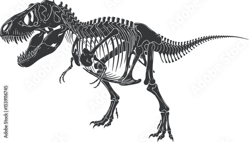 T-Rex Dinosaur Skeleton Negative Space Silhouette Illustration