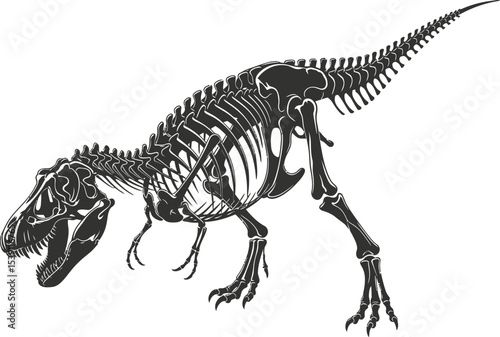 T-Rex Dinosaur Skeleton Negative Space Silhouette Illustration