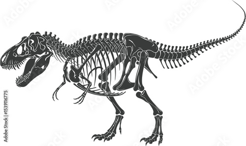 T-Rex Dinosaur Skeleton Negative Space Silhouette Illustration