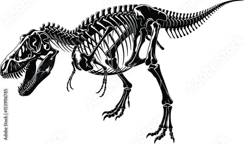 T-Rex Dinosaur Skeleton Negative Space Silhouette Illustration