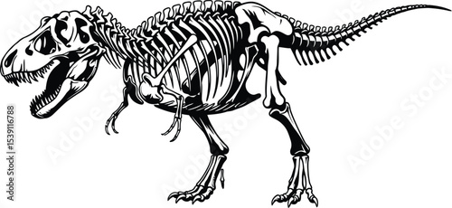 T-Rex Dinosaur Skeleton Negative Space Silhouette Illustration
