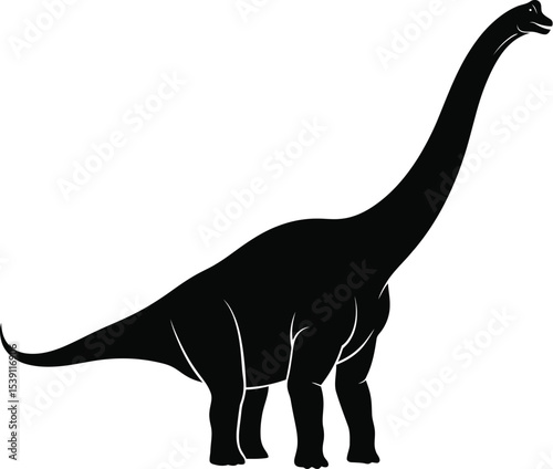 Apatosaurus Silhouette Vector - Long-Neck Dinosaur Icon