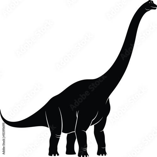 Apatosaurus Silhouette Vector - Long-Neck Dinosaur Icon