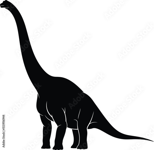 Apatosaurus Silhouette Vector - Long-Neck Dinosaur Icon