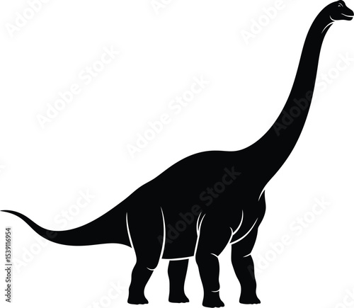 Apatosaurus Silhouette Vector - Long-Neck Dinosaur Icon