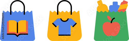 Shopping bags vector illustration for online store retail business and e commerce concept design art editable stock vector illustration