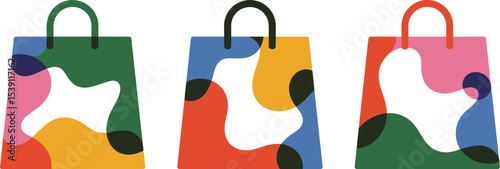 Colorful shopping bags vector illustration for online store promotion and retail business marketing design editable stock vector illustration