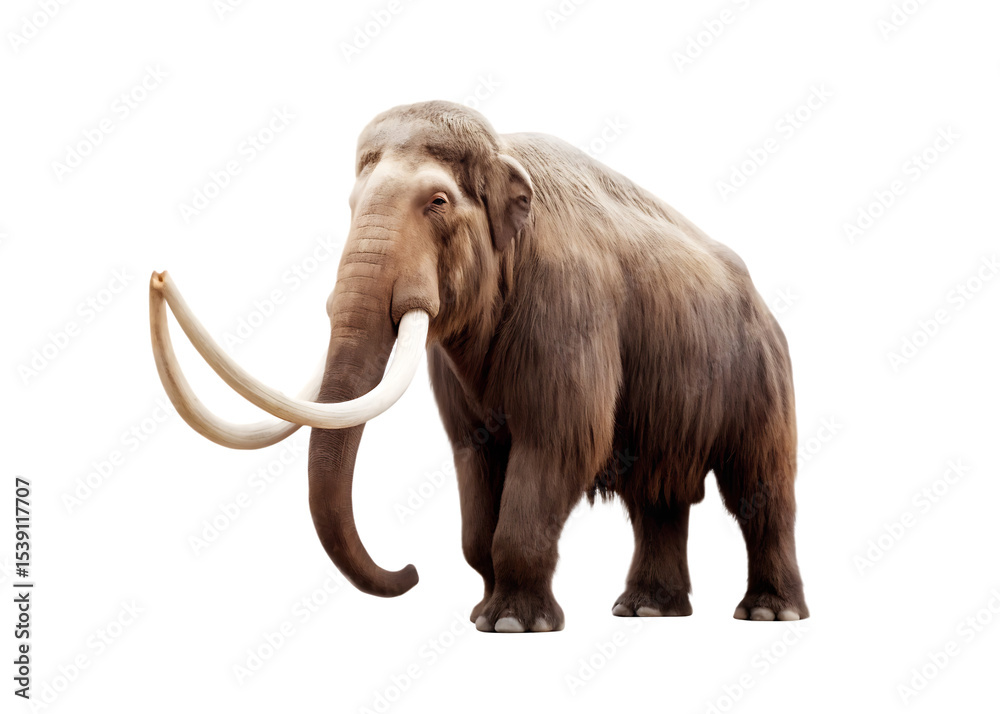 Obraz premium Woolly mammoth, isolated on a white background, ai generated png