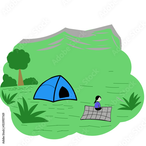 camping in the tent