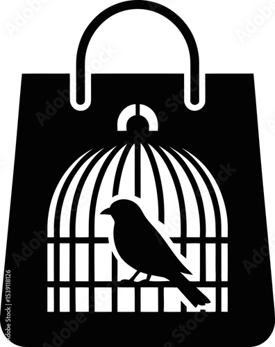 Bird cage shopping bag vector illustration for pet store logo design and online shop graphic element editable stock vector illustration